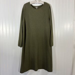 J.Jill Womens Green Sweater Dress 2X Cotton Capsule Classic Minimalist Teacher